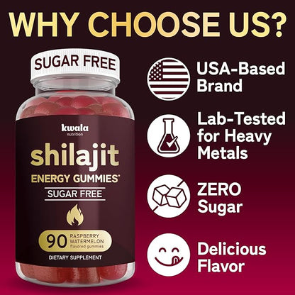 Shilajit Gummies for Men & Women | Sugar Free | Himalayan Pure Shilajit for Men Gummies | with Fulvic Acid | Non-GMO, Vegan Supplement | 90 Count