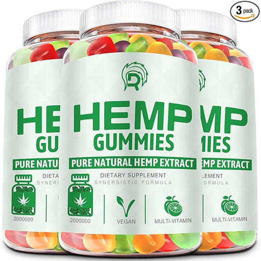 Hemp Gummies - Extra Strength High Potency Hemp Oil Gummies for Pain, Sleep, Anxiety - 100% Natural Organic Bear Candy Hemp Supplement Gummy for Adults(3 Pack)