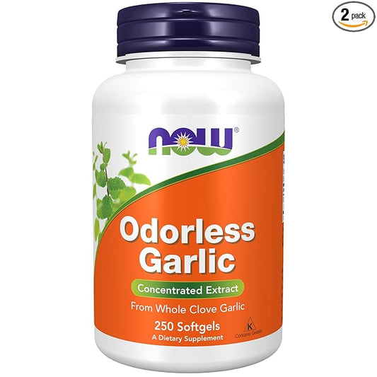 NOW Odorless Garlic Original, 250 Softgels (Pack of 2)