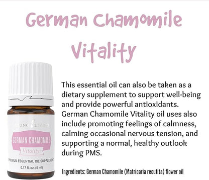 Young Living - German Chamomile Vitality 5 ml | Antioxidant & Natural Calmness Support | Dietary Supplement | Calming Aromatherapy | Ancient Herbal Remedy for Relaxation
