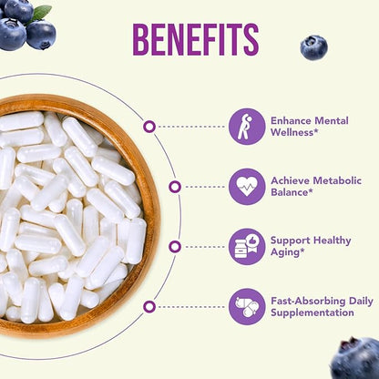 150mg Pterostilbene Supplement - Once Daily Antioxidant Supplement for Healthy Aging Immune Heart Skin and Brain Support - Naturally Derived Non-GMO & Made in The USA (180 Servings)