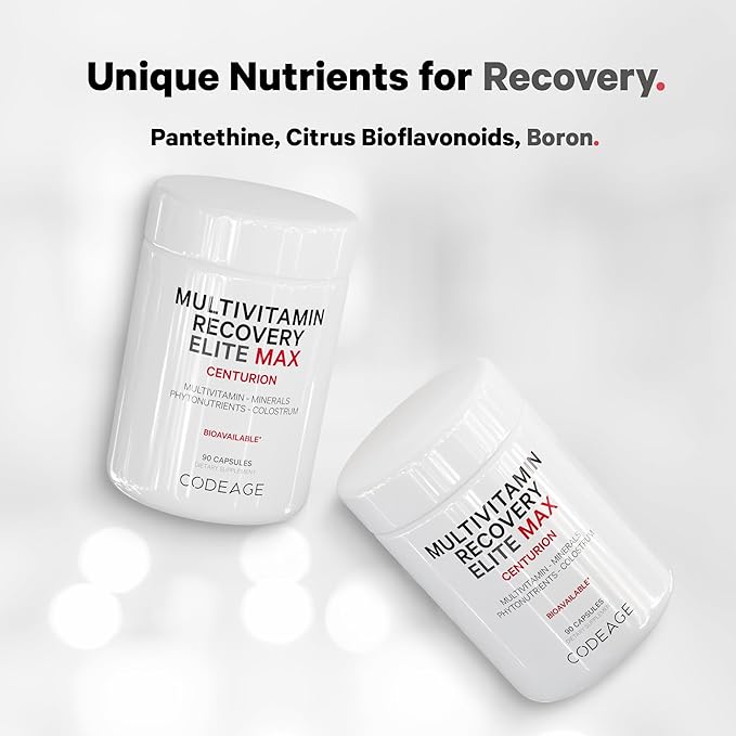 Codeage Multivitamin Recovery Elite Max Supplement - Vitamins A, C, D, E, B-Complex, Essential Minerals, Antioxidants, Colostrum, Phytonutrients, Pantethine, Non-GMO, Sport Multivitamins - 90 Capsules