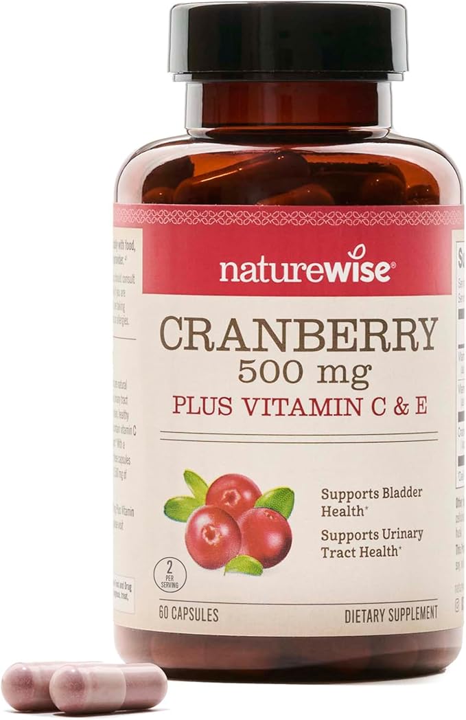 NatureWise Cranberry Pills for Women - Extract Equal to 12,500mg* Cranberry Supplement + Vitamin C & E - Cleansing Urinary Tract & Bladder - Vegan, Non-GMO, Sugar-Free - 60 Capsules[1-Month Supply]