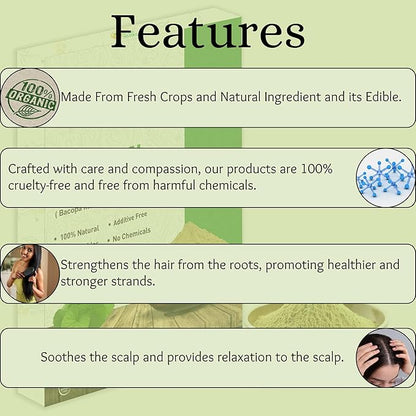 Brahmi Powder Bacopa Powder Centella Asiatica Ayurvedic Herb, Natural Hair Care, Promotes Hair Growth | 5.5 oz (150 GMS)