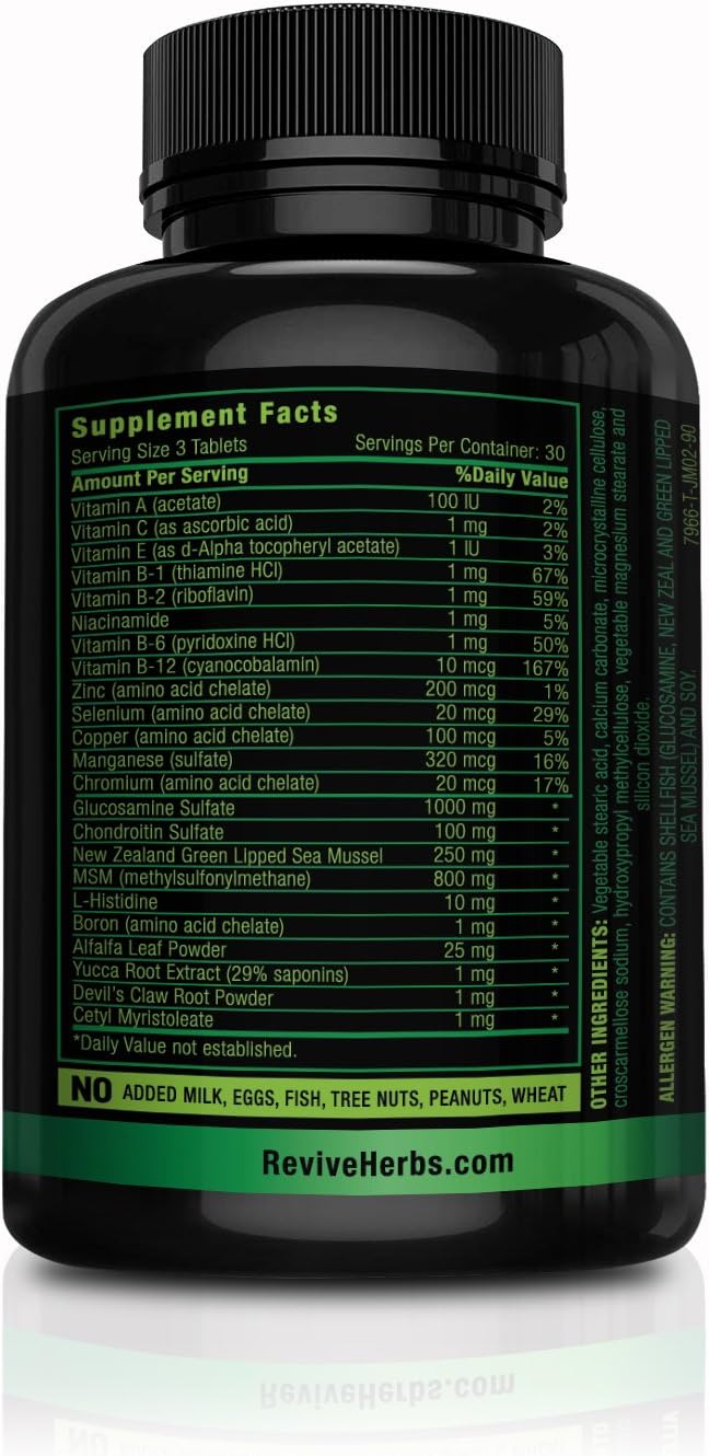 Glucosamine Chondroitin MSM with New Zealand Green-Lipped Mussel | Support Joint Flexibility, Connective Tissue, Cartilage Health