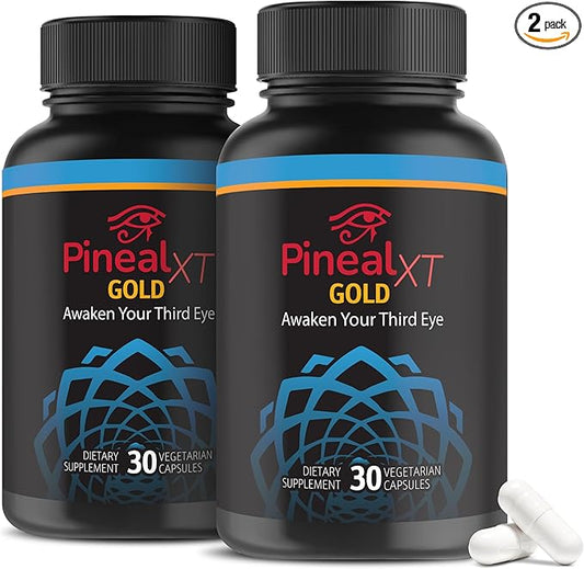Pineal XT Gold - Pineal Gland Supplement - Third Eye Awakening - Focus and Memory Supplement for Brain - 7 Powerful Ingredients Decalcify, Detox, and Activate Your Pineal Gland, 2 Pack