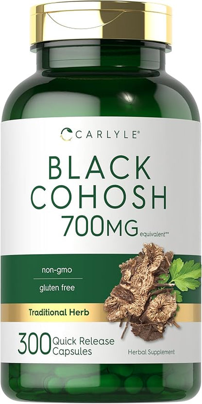 Carlyle Black Cohosh Capsules | 700mg | 300 Count | Non-GMO, and Gluten Free Formula | Black Cohosh Root Extract Supplement