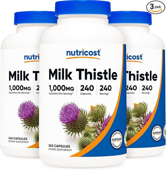 Nutricost Milk Thistle 1,000mg Equivalent, 240 Capsules (3 Pack) - 250mg of 4:1 Extract - Vegan, Non-GMO and Gluten Free