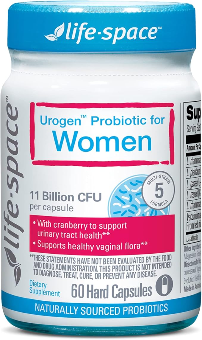 Life-Space Urogen Probiotic with Cranberry for Urinary Tract Health, Women's Probiotic with Lactobacillus rhamnosus&reuteri. for Vaginal Health, 11 Billion CFU per Capsule, 2-Month Serving-60 Capsules
