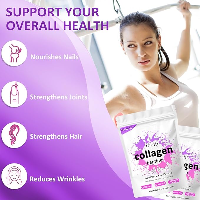 Multi Collagen Peptides Powder 16oz (1 Pack) - Hydrolyzed Collagen Types I, II, III, V, X for Skin, Hair, Nails & Joint Support - Unflavored, Gluten-Free, Easy to Mix - Non-GMO, Paleo Friendly