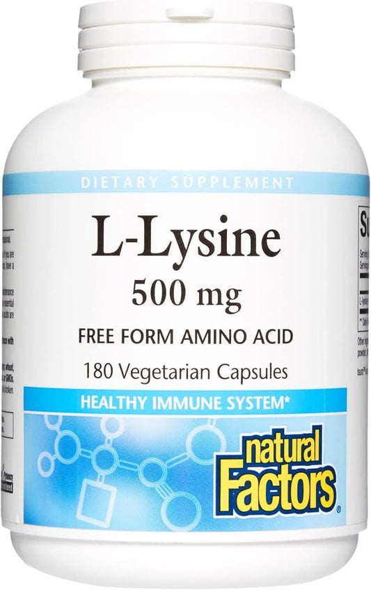 Natural Factors, L-Lysine 500 mg, 180 Vegetarian Capsules