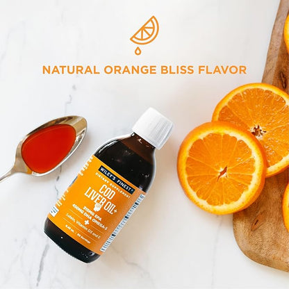 Wiley's Finest Cod Liver Oil - Orange Flavored Omega-3 Fish Oil Supplement - 765mg Omega-3s - 4.23 Oz (25 Servings)