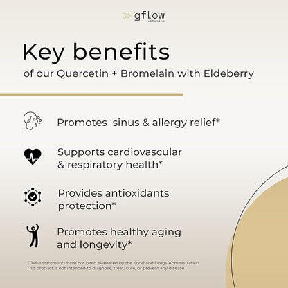 Quercetin with Vitamin C and Zinc - 500mg - Quercetin with Bromelain - Zinc Quercetin - 120 Veggie Caps - Elderberry with zinc and Vitamin c for Adults (Non-GMO, Vegan) 2 Months Supply