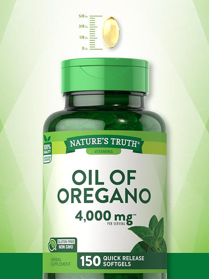 Nature's Truth Oil of Oregano Softgels | 4000 mg | 150 Count | Non-GMO & Gluten Free Herbal Supplement