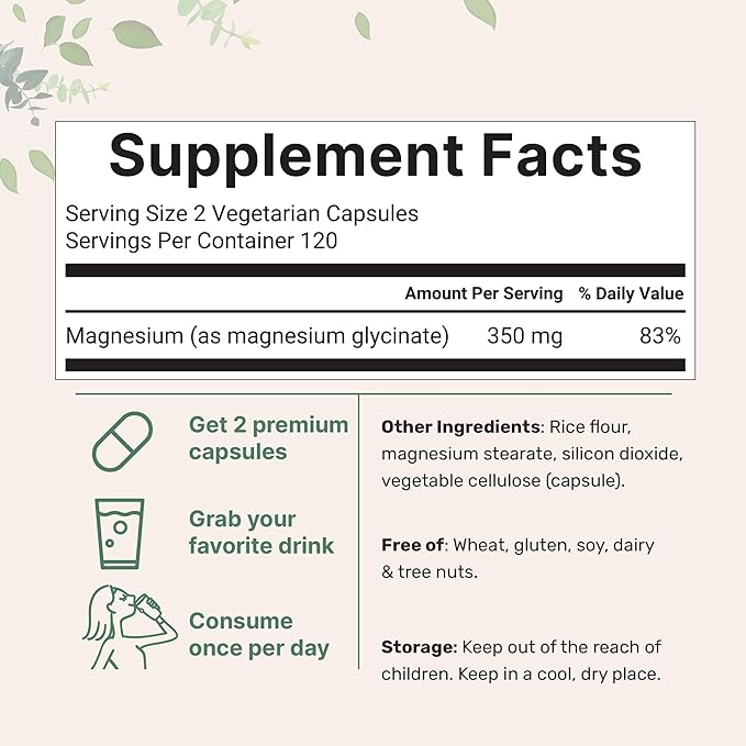 Micro Ingredients Magnesium Glycinate 350mg Per Serving, 240 Veggie Capsules | Potent Elemental Form, 100% Chelated, Highly Bioavailable | Healthy Muscle, Bones, & Mood Support Supplement | Non-GMO