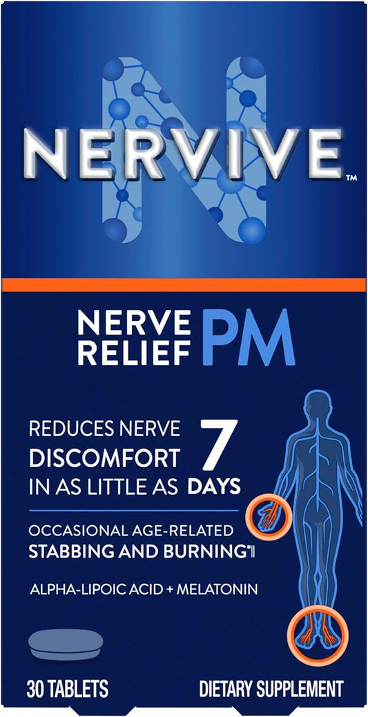 Nervive Nerve Relief PM, Alpha Lipoic Acid, Vitamin B12, B6, B1, 30 Tablets (Packaging May Vary)