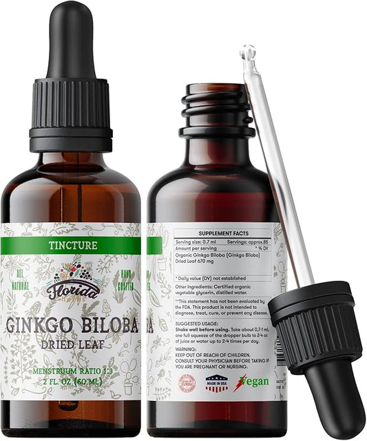 Ginkgo Biloba Tincture Organic Ginkgo Biloba Extract (Ginkgo Biloba) Dried Leaf Herbal Supplement 2 oz