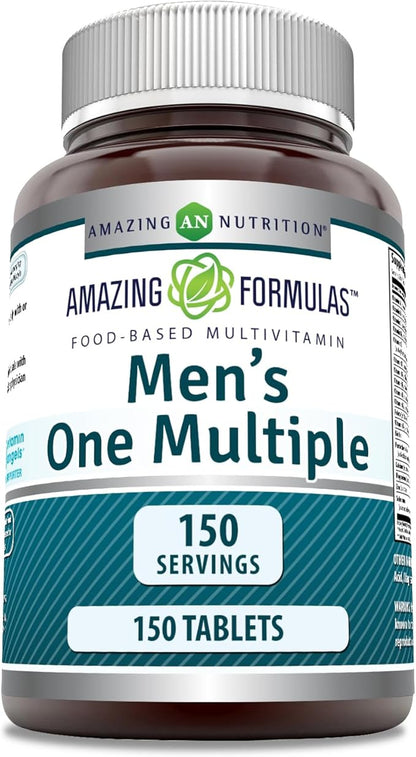 Amazing Formulas Men's One Multiple 150 Tablets | Multivitamin Supplement for Men | Perfect Blend of Vitamins, Minerals, 25 Million CFU Probiotics & More | Made in USA