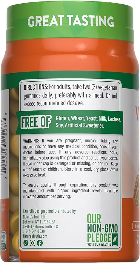 Nature's Truth Vitamin D3 Gummies | 2000 IU | 70 Count | Pineapple Flavor | Vegetarian, Non-GMO and Gluten Free Supplement