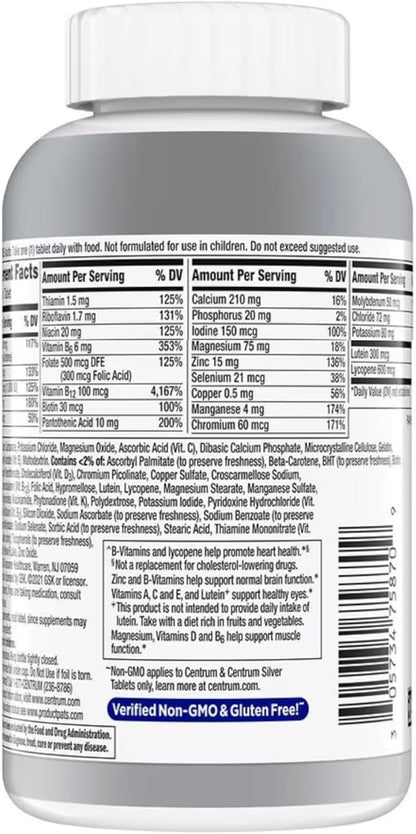 Centrum Silver Men 50 Plus Vitamins, Multivitamin Supplement, 200 Tablet (Pack of 1)