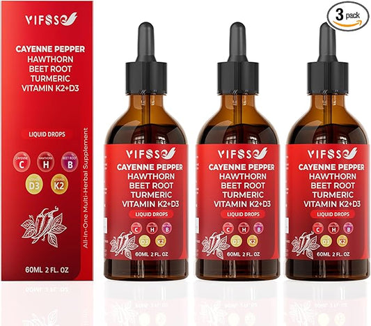 Cayenne Pepper Drops, Cayenne Pepper Extract, Liquid Drops with Hawthorn Support for Digestion Heath - 3 Bottles