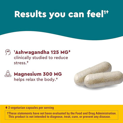Nature Made Wellblends Calm & Relax, Ashwagandha 125mg, Magnesium 300 mg, 54 Vegetarian Capsules