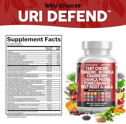 Clean Nutraceuticals Tart Cherry Extract Capsules with Turmeric Moringa Cranberry Chanca Piedra Celery Quercetin ACV Pomegranate L Selenomethionine - 5pack