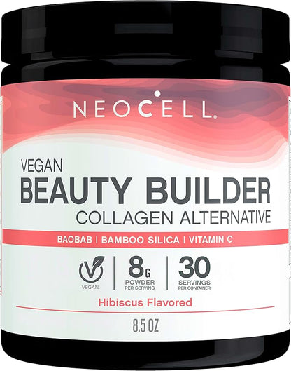 NeoCell Vegan Beauty Builder Collagen Alternative; Plant-Based Vegan Collagen-Booster Supports Collagen Production; Hibiscus Flavored; 8 g Powder/Serv; 30 Servs; 8.5 Oz,* (Pack of 2)