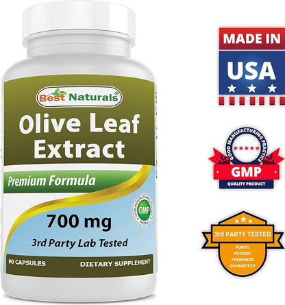 Best Naturals 2 Pack Olive Leaf Extract 700mg 90 Capsules (Total 180 Capsules)