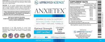 Approved Science Anxietex - Calm and Relaxation - L-Theanine and Magnesium - 60 Capsules - Vegan Friendly - 6 Month Supply