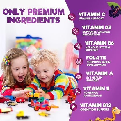 Kids Multivitamin Gummies - Daily Vitamins for Kids, Vitamin C, D3 & Zinc for Immune Support, Strawberry Flavored Gummies, Nature's Toddler & Kid Multi Vitamins, Non-GMO, Gluten Free - 60 Gummies