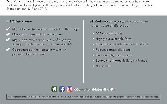 Natural Health International pH Quintessence - 40:1 Alfalfa Concentrate - 270 Vegan Capsules (90 Day Supply) – Alkaline The Body, Balance pH and Support Detox