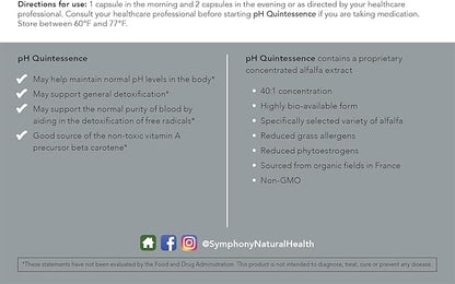 Natural Health International pH Quintessence - 40:1 Alfalfa Concentrate - 270 Vegan Capsules (90 Day Supply) – Alkaline The Body, Balance pH and Support Detox