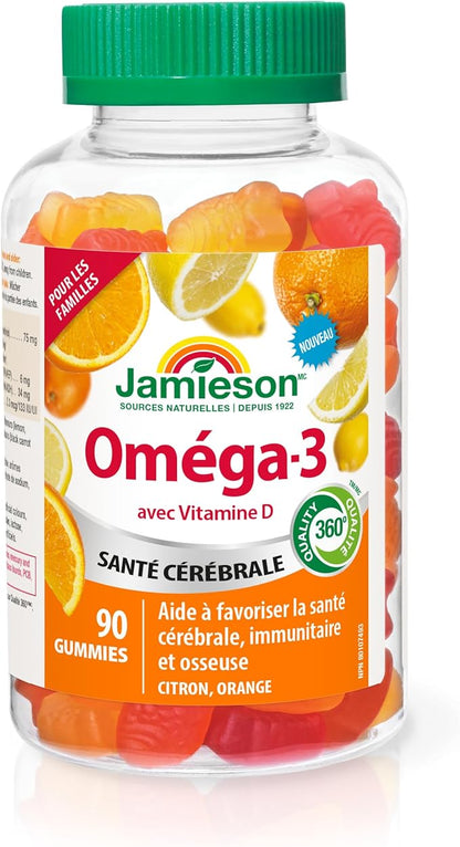 Jamieson Omega-3 Gummies, Family Friendly, Assorted Fruit Flavours, 90 Count