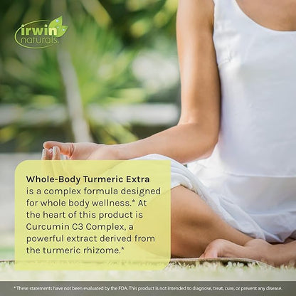 Irwin Naturals Whole-Body Turmeric+ - 60 Liquid Softgels - BioPerine Complex Enhanced Absorption - 30 Total Servings