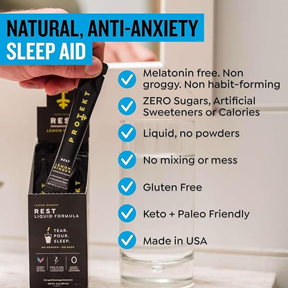 GABA L Theanine Supplement | Melatonin-Free Sleep Aid for Adults | Valerian Root for Night Support & Restful Sleep | GABA Calm Liquid Drink Mix for Adults | Mixed Berry, Pack of 10