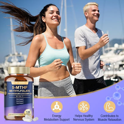 L Methylfolate 15mg 5-MTHF with B-Complex & Dual Magnesium | Active 5-MTHF Form + Methyl B12 | Supports Methylation, Cellular Function & Energy Metabolism | Non-GMO, Gluten Free (120 Capsules)