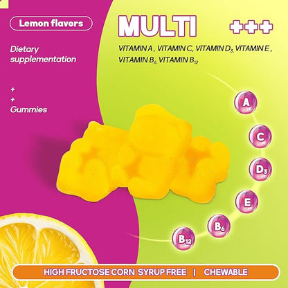 Multivitamin for Women Gummies Lemon Flavored Vitamins Daily Multivitamin with Vitamins A, C, D, E, B6 and B12, 30 Day Supply, 60 Count