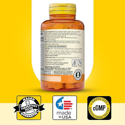 MASON NATURAL Mini Multi Vitamins, Vitamins A, C, D3, E, B1, B2, B3, B6, B12, Folate and Calcium for Overall Health, 300 Day Supply