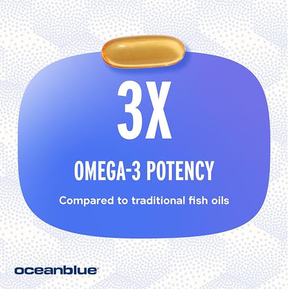 Oceanblue Professional Omega-3 2100 with Vitamin K2 and Vitamin D3-60 Count - Triple Strength Burpless Fish Oil Omega-3 Supplement with EPA, DHA & DPA - Wild Caught - Orange Flavor, 30 Servings