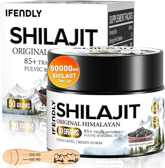 Shilajit Resin, Shilajit for Men & Women, Shilajit Pure Himalayan Organic - 600mg Potency Gold Grade, with 85+ Trace Minerals, Fulvic & Humic Acid, for Stamina, Immunity & Strength, 83 Servings (50g)