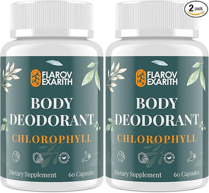 Women's Body Deodorizing Supplement – Chlorophyll Capsules for Body Odor, Fresh Breath & Gut Detox, For Workouts & Social Confidence – Vegan with Matcha Green Tea, Apple Cider Vinegar (60 Caps)