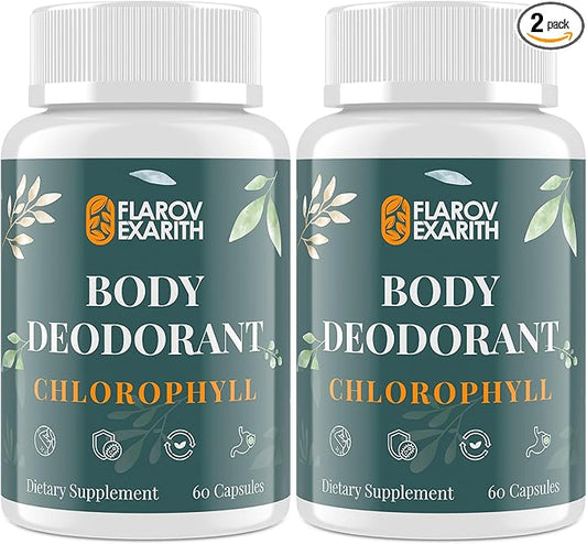 Women's Body Deodorizing Supplement – Chlorophyll Capsules for Body Odor, Fresh Breath & Gut Detox, For Workouts & Social Confidence – Vegan with Matcha Green Tea, Apple Cider Vinegar (60 Caps)