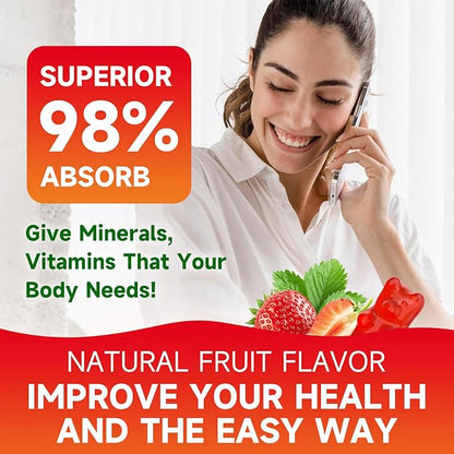 2 Pack Calcium Citrate Gummies, Sugar Free Calcium Citrate 1000mg for Muscle Healthy, Absorption Calcium Supplements for Adults & Kids, Strawberry, 120 Count