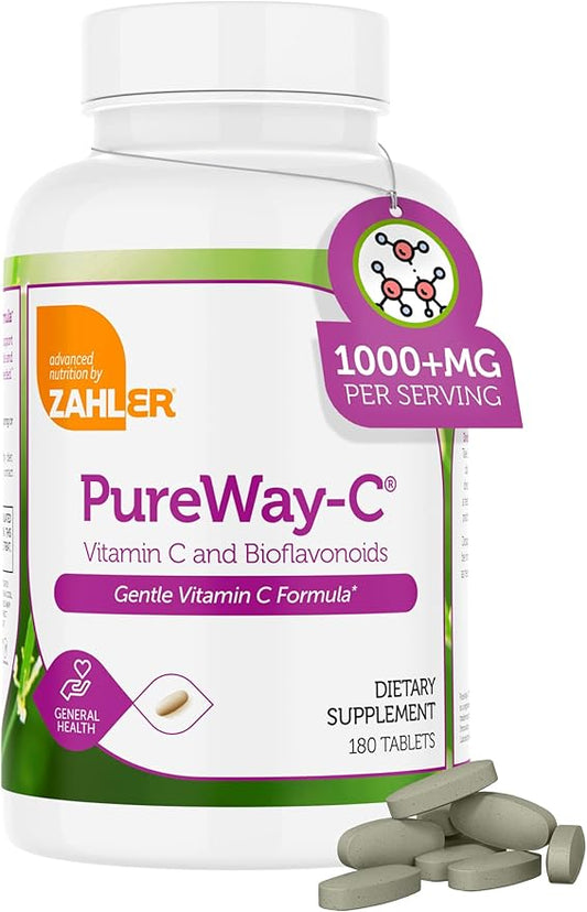 Zahler Vitamin C 1000mg Tablets with Bioflavonoids - High Potency VIT C 1000mg for Immune Support - Gentle on Stomach - Gluten Free Vitamin C 1000 mg Vitamin C Supplement for Women & Men (180 Count)
