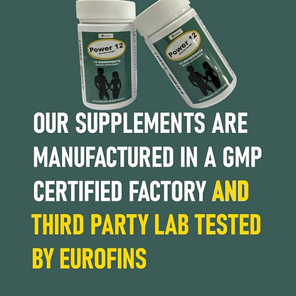 Power 12 Male Supplement for Men | Fast-Acting Booster for Energy, Vitality, Stamina, Endurance & Performance | Horny Goat Weed, Tongkat Ali, Maca, Tribulus Terrestris, Muira Puama, Mucuna Pruriens