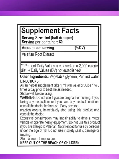 ELP ESSENTIAL Valerian Root Extract Drops | 2 fl oz | Sugar Free, Alcohol Free, Non- GMO Gluten Free Liquid