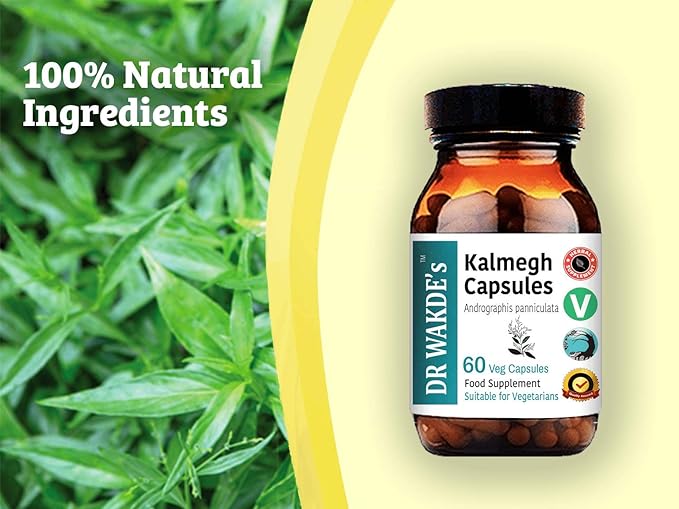 DR WAKDE'S Kalmegh Capsules (Andrographis panniculata, 60 Veg Caps, Plant-Based Supplement, Ayurvedic Herb, All Natural, Vegan)