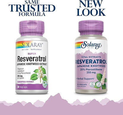 SOLARAY Super Resveratrol w/Pterostilbene, Veg Cap (Btl-Plastic) 250mg | 30ct