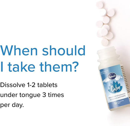 Hyland's Calm Tablets, Stress Relief Supplement, Natural Relief Of Anxiousness, Nervousness, And Irritability, 50 Count (Pack of 1, 50 Count Total)
